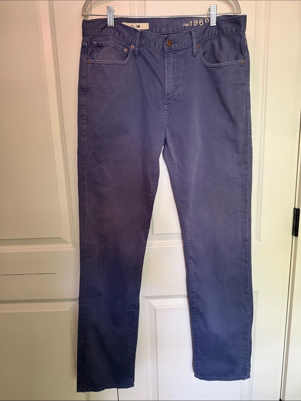 GAP 1969 Slim Fit Men’s Pants Blue Gray 100% Cotton 5-Pocket Chinos 34x34